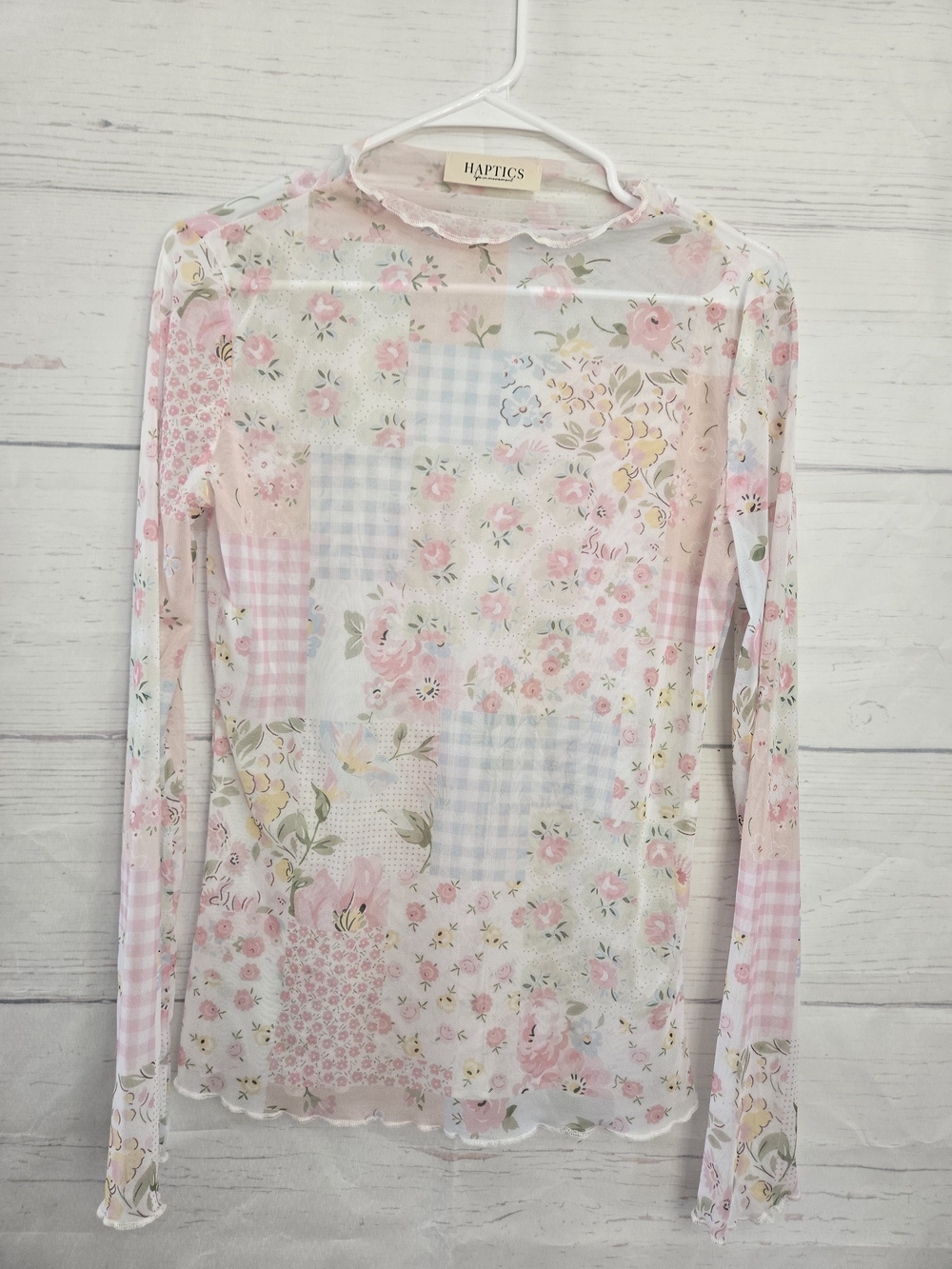 Haptics The Chelsea Floral Patchwork Mesh Top Women’s Small Cottagecore